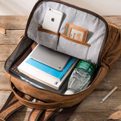 Brown Mens Leather Backpacks Travel Backpacks Laptop Backpack for men - iwalletsmen