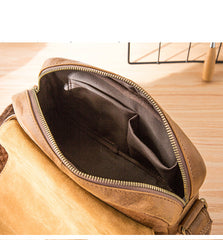 Camel Leather Mens Small Side Bag Small Messenger Bags Postman Bag Courier Bag for Men - iwalletsmen