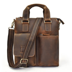 Brown Leather Mens Vintage Work Bag Handbag Briefcase Shoulder Bags Business Bags For Men - iwalletsmen