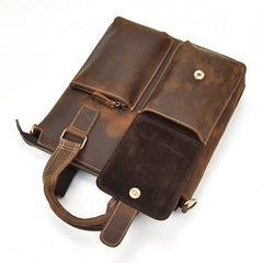 Brown Leather Mens Vintage Work Bag Handbag Briefcase Shoulder Bags Business Bags For Men - iwalletsmen