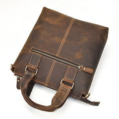 Brown Leather Mens Vintage Work Bag Handbag Briefcase Shoulder Bags Business Bags For Men - iwalletsmen