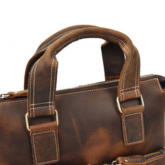 Brown Leather Mens Vintage Work Bag Handbag Briefcase Shoulder Bags Business Bags For Men - iwalletsmen