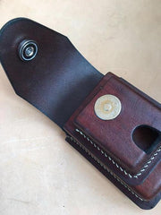 Cool Brown Leather Mens Cigarette Case Cigarette Holder Lighter Case Pouch with Belt Loop for Men - iwalletsmen