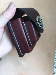 Cool Brown Leather Mens Cigarette Case Cigarette Holder Lighter Case Pouch with Belt Loop for Men - iwalletsmen