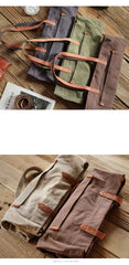 Khaki Vintage Canvas Men Womens Large Tote Bag Green Canvas Shoulder Tote Bag Shopper Tote For Men - iwalletsmen