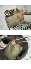 Khaki Vintage Canvas Men Womens Large Tote Bag Green Canvas Shoulder Tote Bag Shopper Tote For Men - iwalletsmen