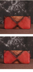 Brown Vintage Wallet Leather Mens Womens Tooled Long Wallet Zipper Black Clutch Wallet For Men - iwalletsmen
