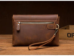 Brown Vintage Mens long Wallet Large Wristlet Wallet Cool Clutch Wallet Envelope Wallet for Men - iwalletsmen