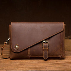 Brown Vintage Mens long Wallet Large Wristlet Wallet Cool Clutch Wallet Envelope Wallet for Men - iwalletsmen