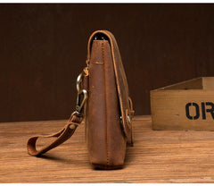 Brown Vintage Mens long Wallet Large Wristlet Wallet Cool Clutch Wallet Envelope Wallet for Men - iwalletsmen