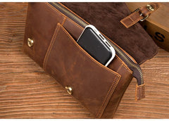 Brown Vintage Mens long Wallet Large Wristlet Wallet Cool Clutch Wallet Envelope Wallet for Men - iwalletsmen
