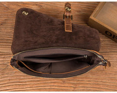 Brown Vintage Mens long Wallet Large Wristlet Wallet Cool Clutch Wallet Envelope Wallet for Men - iwalletsmen