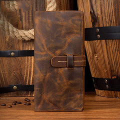 Brown Vintage Mens long Wallet Bifold Long Wallet Clutch Wallet Long Wallets for Men - iwalletsmen