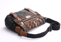 Gray Waxed Canvas Country Style Mens 11'' Side Bag Courier Bag Shoulder Bag Small Messenger Bag for Men - iwalletsmen