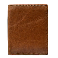 Brown Waxed Leather Mens Small Wallet billfold Trifold Card Wallet For Men - iwalletsmen