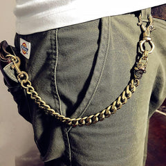 Badass Gold Skull Mens Wallet Chain Biker Wallet Chain 18‘â€?Pants Chain For Men - iwalletsmen