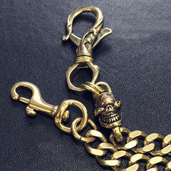 Badass Gold Skull Mens Wallet Chain Biker Wallet Chain 18‘â€?Pants Chain For Men - iwalletsmen