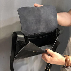 Business Black Leather Mens 10 inches Square Side Bag Messenger Bag Tan Postman Bag Courier Bag for Men - iwalletsmen
