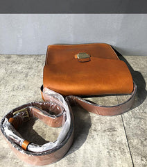 Business Black Leather Mens 10 inches Square Side Bag Messenger Bag Tan Postman Bag Courier Bag for Men - iwalletsmen
