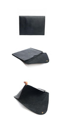 Vintage Business Leather Mens Black Envelope Bag Document Purse Brown Clutch For Men - iwalletsmen