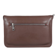 Coffee Leather Mens Large Leather Wallet Wristlet Bag Black Envelope Bag Clutch Wallet for Men - iwalletsmen