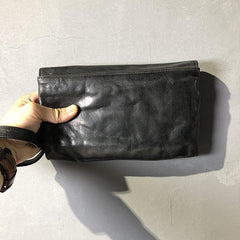 CASUAL BLACK LEATHER MEN'S Long Wallet Clutch Wallet BLACK Wristlet Wallet FOR MEN - iwalletsmen