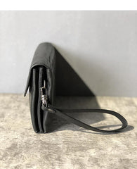 CASUAL BLACK LEATHER MEN'S Long Wallet Clutch Wallet BLACK Wristlet Wallet FOR MEN - iwalletsmen
