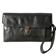 CASUAL BLACK LEATHER MEN'S Long Wallet Clutch Wallet BLACK Wristlet Wallet FOR MEN - iwalletsmen