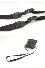 CASUAL BLACK LEATHER MEN'S 8 INCHES MIni Vertical Side Bag MESSENGER BAG BLACK PHONE Courier BAG FOR MEN - iwalletsmen