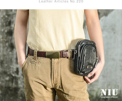 CASUAL BLACK LEATHER MEN'S MIni Vertical Side Bags MESSENGER BAG BLACK Belt Bag Blet Pouch FOR MEN - iwalletsmen