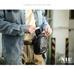 CASUAL BLACK LEATHER MEN'S MIni Vertical Side Bags MESSENGER BAG BLACK Belt Bag Blet Pouch FOR MEN - iwalletsmen
