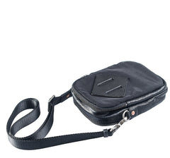 CASUAL BLACK LEATHER MEN'S MIni Vertical Side Bags MESSENGER BAG BLACK Belt Bag Blet Pouch FOR MEN - iwalletsmen