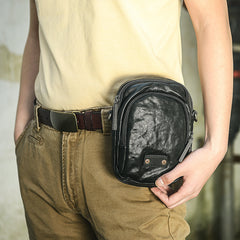 CASUAL BLACK LEATHER MEN'S MIni Vertical Side Bags MESSENGER BAG BLACK Belt Bag Blet Pouch FOR MEN - iwalletsmen