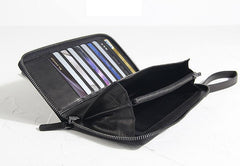 CASUAL BLACK LEATHER MEN'S Bifold Long Wallet Clutch Wallet BLACK Wristlet Wallets FOR MEN - iwalletsmen