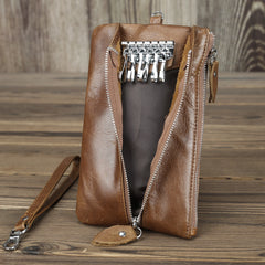 CASUAL MENS LEATHER SLIM ZIPPER CLUTCH WALLET PURSE BAG CLUTCH BAG CAR KEY CASE FOR MEN - iwalletsmen