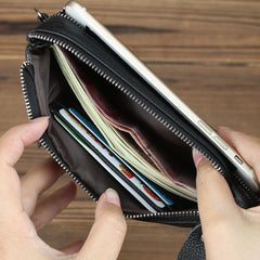CASUAL MENS LEATHER SLIM ZIPPER CLUTCH WALLET PURSE BAG CLUTCH BAG CAR KEY CASE FOR MEN - iwalletsmen