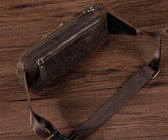 COOL Dark Brown LEATHER MENS FANNY PACK BUMBAG WAIST BAG FOR MEN - iwalletsmen