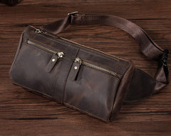 COOL Dark Brown LEATHER MENS FANNY PACK BUMBAG WAIST BAG FOR MEN - iwalletsmen