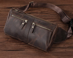 COOL Dark Brown LEATHER MENS FANNY PACK BUMBAG WAIST BAG FOR MEN - iwalletsmen
