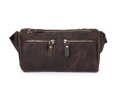COOL Dark Brown LEATHER MENS FANNY PACK BUMBAG WAIST BAG FOR MEN - iwalletsmen