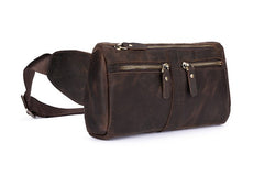 COOL Dark Brown LEATHER MENS FANNY PACK BUMBAG WAIST BAG FOR MEN - iwalletsmen