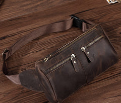COOL Dark Brown LEATHER MENS FANNY PACK BUMBAG WAIST BAG FOR MEN - iwalletsmen