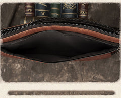 COOL MEN LEATHER ZIPPER LONG CLUTCH WALLETS ZIPPER VINTAGE Brown Envelope Bag FOR MEN - iwalletsmen