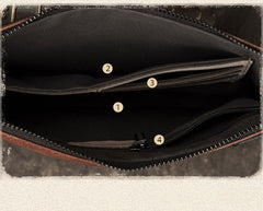 COOL MEN LEATHER ZIPPER LONG CLUTCH WALLETS ZIPPER VINTAGE Brown Envelope Bag FOR MEN - iwalletsmen