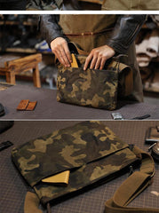 Camouflage Canvas Mens Small Courier Bag Messenger Bag Black Postman Bag For Men - iwalletsmen