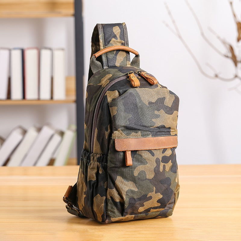 Camouflage Canvas Mens Sling Bag Canvas Sling Pack Army Canvas