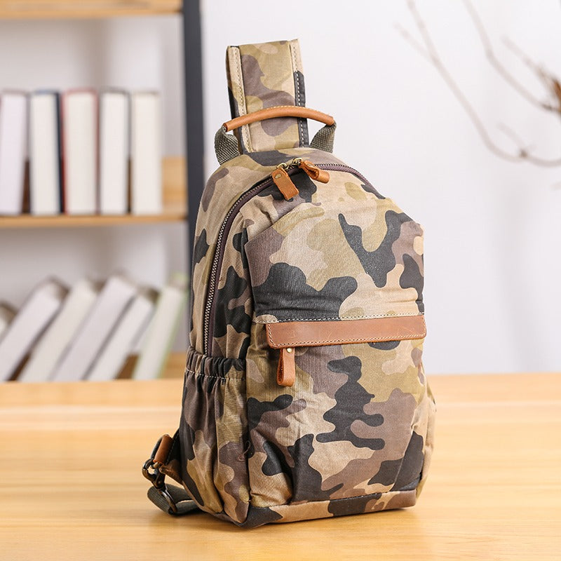 Camouflage Canvas Mens Sling Bag Canvas Sling Pack Army Canvas