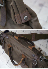Vintage Leather Canvas Mens Handbag Briefcase Doctor Bag Briefcase For Men - iwalletsmen