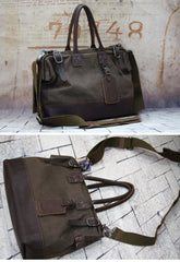 Vintage Leather Canvas Mens Handbag Briefcase Doctor Bag Briefcase For Men - iwalletsmen
