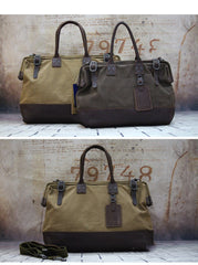 Vintage Leather Canvas Mens Handbag Briefcase Doctor Bag Briefcase For Men - iwalletsmen